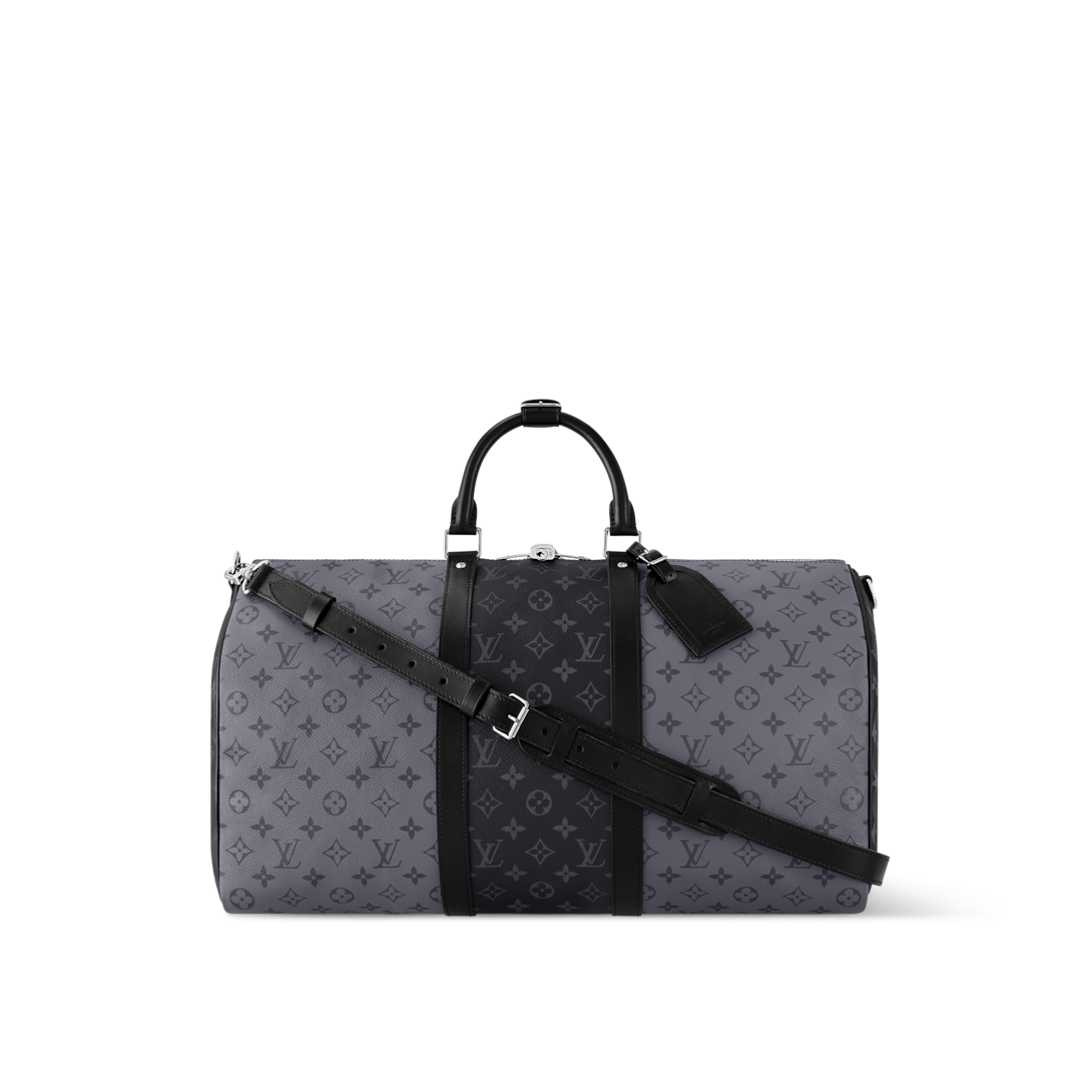 Keepall Bandoulière 50 - Luxury Monogram Eclipse Canvas Brown | LOUIS  VUITTON